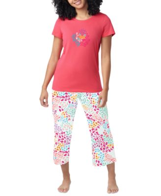 Hue - Women's Printed Short-Sleeve Capri Pajama Set