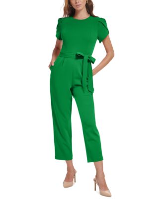 Calvin Klein - Women's Belted Tulip-Sleeve Jumpsuit