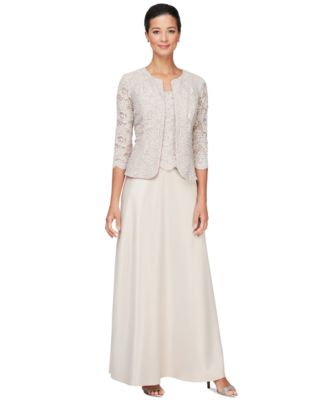 Alex Evenings - Lace Jacket & Lace-Top Gown