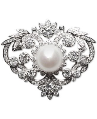 Macy's - Cultured Freshwater Pearl (12mm) & Cubic Zirconia Pin in Sterling Silver