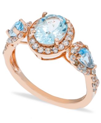 Macy's - Aquamarine (1-1/2 ct. t.w.) Diamond (1/2 ct.  t.w.) Ring in 14K Rose Gold