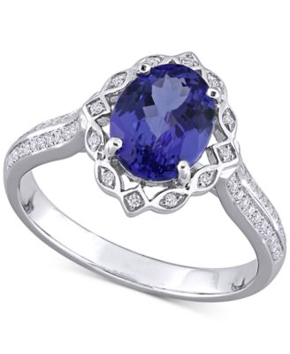Macy's - Tanzanite (1-4/5 ct. t.w.) & Diamond (1/6 ct. t.w.) Statement Ring in 14k White Gold