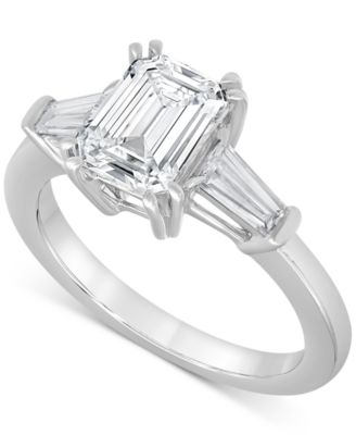 Badgley Mischka - Certified Lab Grown Diamond Emerald-Cut & Baguette Engagement Ring (2-1/2 ct. t.w.) in 14k Gold