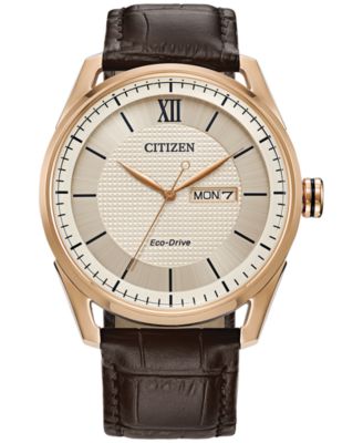 Citizen - Men's Brown Leather Strap Watch 42mm