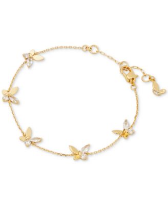 kate spade new york - Gold-Tone Crystal Social Butterfly Station Bracelet