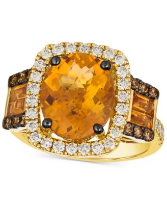 Le Vian - Cinnamon Citrine (4-1/4 ct. t.w.), Nude Diamond (5/8 ct. t.w.) & Chocolate Diamond (1/5 ct. t.w.) Statement Ring in 14k Gold