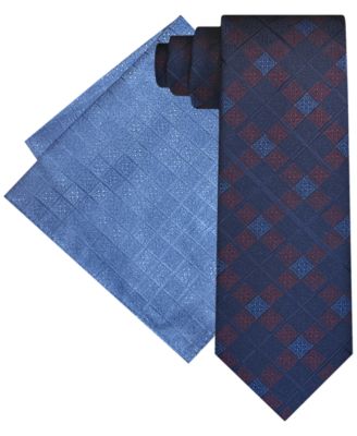 Steve Harvey - Men's Ornate Grid Tie & Pocket Square Set