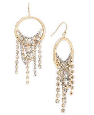 I.N.C. International Concepts - Crystal Chain Fringe Hoop Drop Earrings