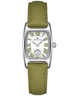 Hamilton - Women's Swiss American Classic Small Second Green Leather Strap Watch 24x27mm