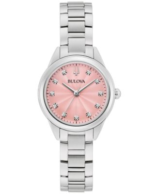 Bulova - Women's Sutton Diamond Accent Stainless Steel Bracelet Watch 28mm