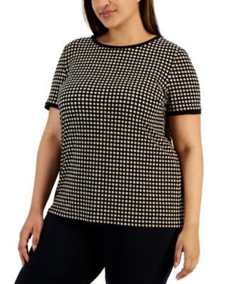 Anne Klein - Plus Size Button-Back Short-Sleeve Top