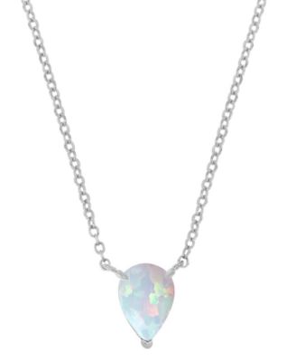 Macy's - Lab-Grown Opal Pear Cut Solitaire 18" Pendant Necklace (5/8 ct. t.w.)