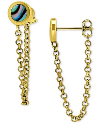 Giani Bernini - Abalone Chain Front and Back Drop Earrings in 18k Gold-Plated Sterling Silver (Also in Pink Shell)