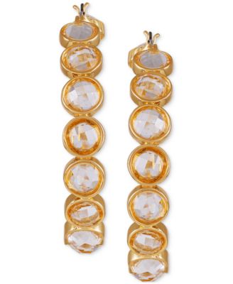 GUESS - Gold-Tone Medium Multicolor Crystal Studded Hoop Earrings, 2"