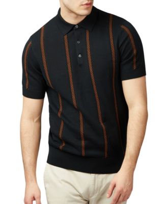 Ben Sherman - Men's Regular-Fit Stripe Jacquard Polo Shirt