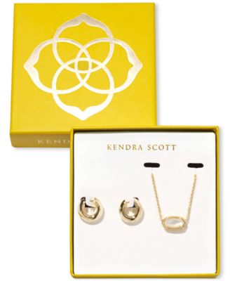 Kendra Scott - 14k Gold-Plated Mother-of-Pearl Pendant Necklace & Hoop Earrings Set