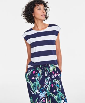 On 34th - Women's Striped Extended-Sleeve Crewneck T-Shirt