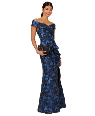 Adrianna Papell - Women's Jacquard Off-The-Shoulder Gown