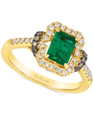 Le Vian - Emerald (3/4 ct. t.w.), Chocolate Diamond (1/5 ct. t.w.) & Nude Diamond (1/4 ct. t.w.) Ring in 14k Honey Gold