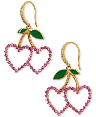 AJOA - 18k Gold-Plated Mixed Stone Cherry Hearts Drop Earrings