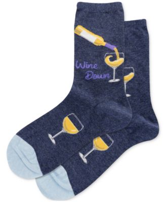 Hot Sox - Women's Wine Down Printed Crew Socks