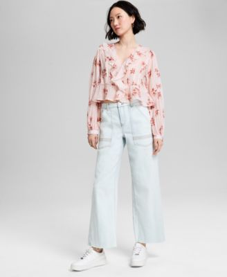 And Now This - Petite High Rise Wide Leg Jeans, Exclusively at Macy's