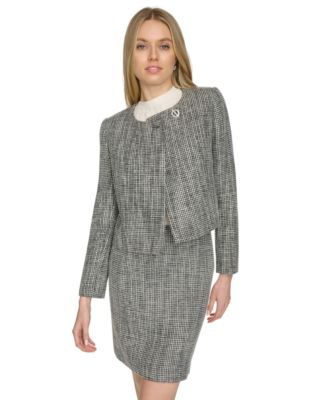 Calvin Klein - Women's Collarless Tweed Blazer