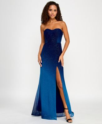 Violet Weekend - Juniors' Glitter-Mesh Ombr&eacute; Gown