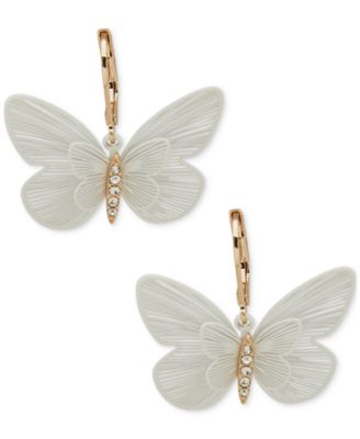 lonna & lilly - Gold-Tone Pav&eacute; Green Butterfly Drop Earrings