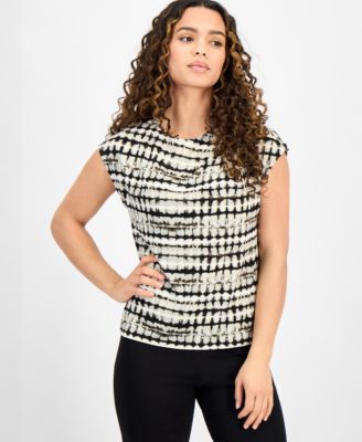 Anne Klein - Petite Printed Extended-Shoulder Top