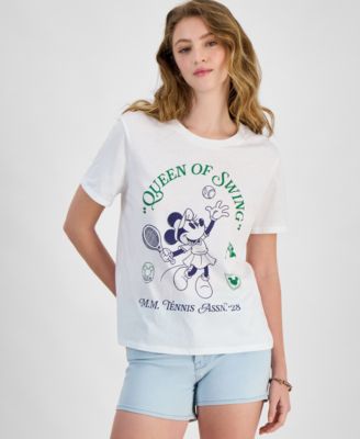 Disney - Juniors' Minnie Tennis Graphic Crewneck T-Shirt