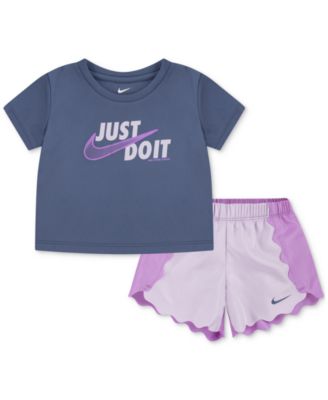 Nike - Toddler Girls Swoosh Motion Wavy Logo Graphic T-Shirt & Shorts, 2 Piece Set