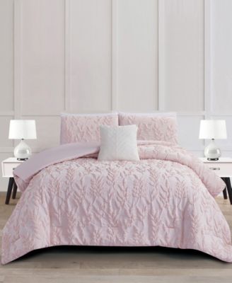 Rachel Roy - Jacquard Puckered Botanical 4-pc Comforter Set, King