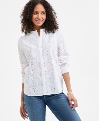 Style & Co - Women's Cotton Eyelet-Embroidered Blouse