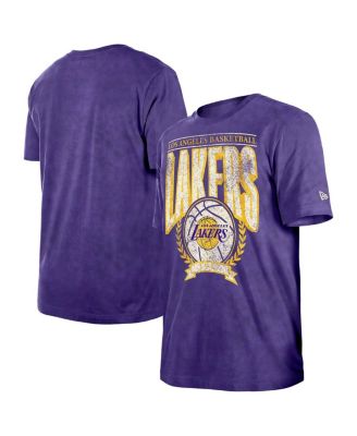New Era - Men's Purple Los Angeles Lakers Hardwood Classics Oversized Boxy Mineral Wash T-Shirt