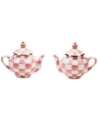 MacKenzie-Childs - Rosy Check Teapot Salt & Pepper Set