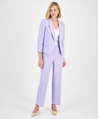 Le Suit - Women's Shawl-Collar One-Button Jacket & Pull-On Straight-Leg Pants