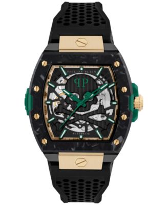 Philipp Plein - Men's Automatic The Skeleton 2.0 Black Silicone Strap Watch 44mm