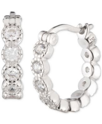 Lauren Ralph Lauren - Sterling Silver Medium Cubic Zirconia Hoop Earrings, 1.16"