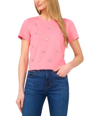 CeCe - Women's Cotton Butterfly-Gem Short-Sleeve Tee