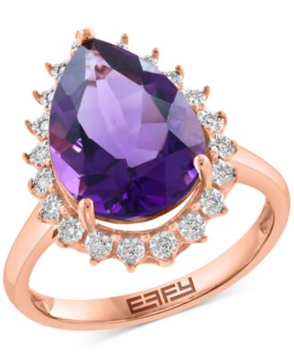 EFFY Collection - Diamond (1/10 ct. t.w.) & Amethyst (5-1/3 ct. t.w.) Ring in 14k Rose Gold