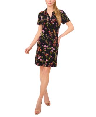 CeCe - Women's Short-Sleeve Printed Knit Polo Dress