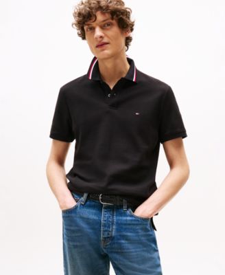 Tommy Hilfiger - Men's Red, White, and Blue Collar Regular Fit Polo Shirt
