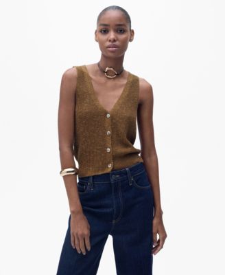 MANGO - Women's Buttoned Chunky Knit Vest