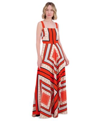 Eliza J - Petite Printed Square-Neck Sleeveless Dress