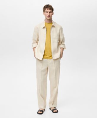 MANGO - Men's 100% Linen Zipper Jacket