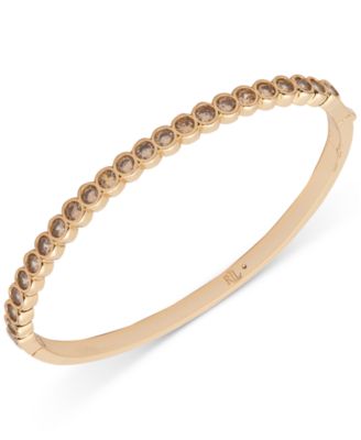 Lauren Ralph Lauren - Gold-Tone Cubic Zirconia Hinged Bangle Bracelet