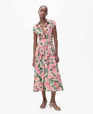 MANGO - Women's Belt Printed Shirt Dress