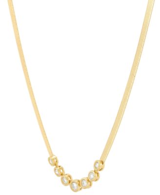 Macy's - Created White Sapphire Necklace (3/4 ct. t.w.) in 14k Yellow Gold Over Sterling Silver, 16" + 2" extender