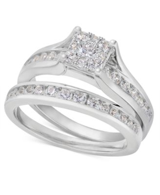 Macy's - Diamond Cluster Channel-Set Bridal Set (1 ct. t.w.)